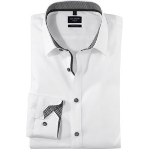 OLYMP - No. 6 Six - Overhemd - Wit - Super Slim Fit - Mouwlengte 7 - Strijkvriendelijk