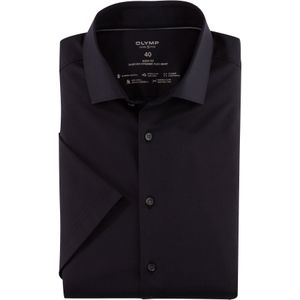 OLYMP - Overhemd - Zwart - Korte Mouwen - Twill
