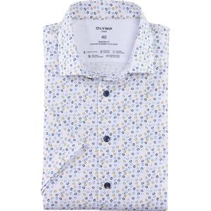 OLYMP Luxor 24/7 modern fit overhemd, korte mouw, Dynamic Flex, limoen dessin