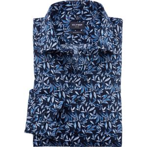 Overhemd - Lange Mouw - Blauw - 100% Katoen - Poplin - Modern Kent Kraag