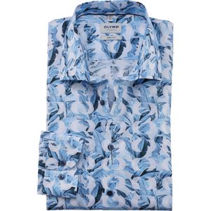 OLYMP Level Five Overhemd blauw/wit, Motief