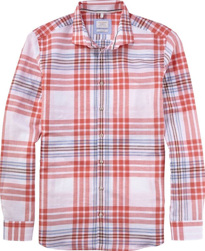 OLYMP - Level 5 - Body Fit Overhemd - Rood Geruit