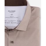 OLYMP - 24/7 Level 5 Body Fit Overhemd - Bruin Dessin - Tricot - Strijkvriendelijk