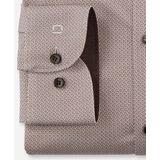 OLYMP - 24/7 Level 5 Body Fit Overhemd - Bruin Dessin - Tricot - Strijkvriendelijk
