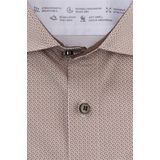 OLYMP - 24/7 Level 5 Body Fit Overhemd - Bruin Dessin - Tricot - Strijkvriendelijk