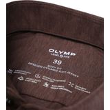 OLYMP 24/7 Level 5 Body Fit Overhemd - Tricot - Bruin - Strijkvriendelijk