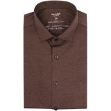 OLYMP 24/7 Level 5 Body Fit Overhemd - Tricot - Bruin - Strijkvriendelijk