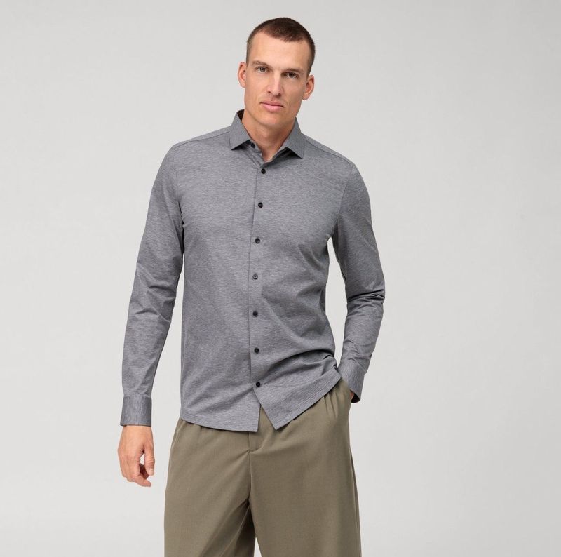 Olymp - Level 5 - Overhemd - Grijs - Lange Mouw