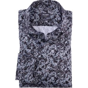 OLYMP - Luxor - Overhemd - Zwart - Popeline, Strijkvrij, Modern Fit