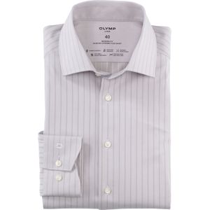 OLYMP - Luxor 24/7 - Overhemd - Taupe Gestreept - Modern Fit