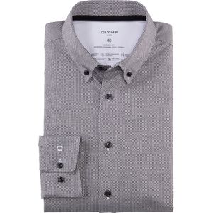 OLYMP Luxor 24/7 modern fit overhemd, structuur, zwart dessin