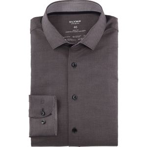 OLYMP - 24/7 Level 5 - Body Fit Overhemd - Antraciet Dessin - Strijkvriendelijk