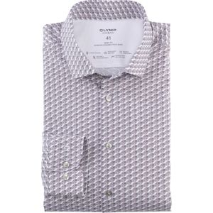 OLYMP 24/7 Level 5 body fit overhemd, tricot, donkerrood dessin