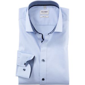 OLYMP Level 5 body fit overhemd, satijnbinding, bleu dessin
