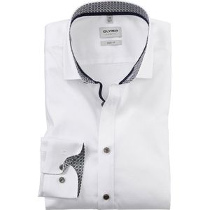 OLYMP Level 5 body fit overhemd, satijnbinding, wit dessin