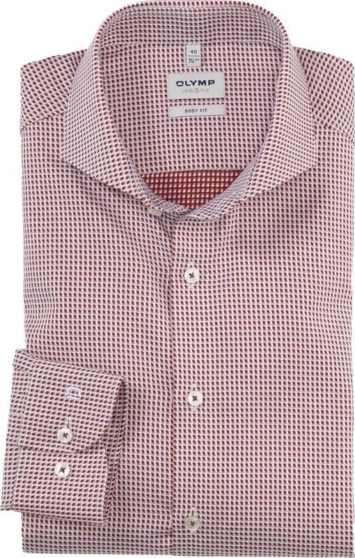 OLYMP - Level 5 - Body Fit Overhemd - Rood Dessin - Popeline
