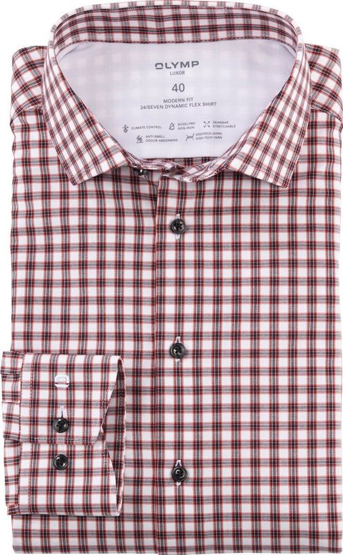 OLYMP - Luxor 24/7 - Overhemd - Baksteenrood - Modern Fit