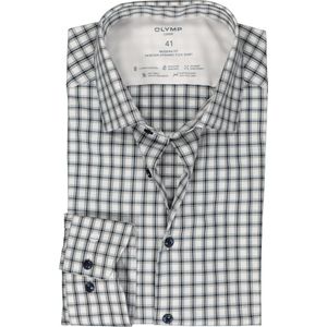 OLYMP - Multicolor Geruit Overhemd - Katoen/Polyester/Elastaan - Kent Kraag - Lange Mouwen