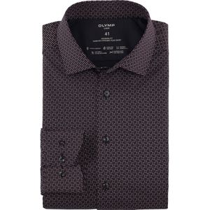 OLYMP Luxor 24/7 modern fit overhemd, popeline, baksteenrood dessin