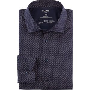 OLYMP - Luxor 24/7 - Overhemd - Roodbruin Dessin - Popeline - Strijkvriendelijk