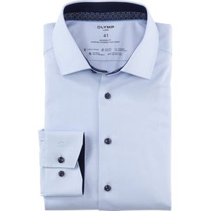 OLYMP - 24/7 Overhemd - Herringbone - Lichtblauw - Strijkvriendelijk