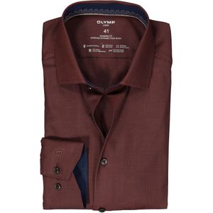 OLYMP 24/7 modern fit overhemd, herringbone, roodbruin (contrast)