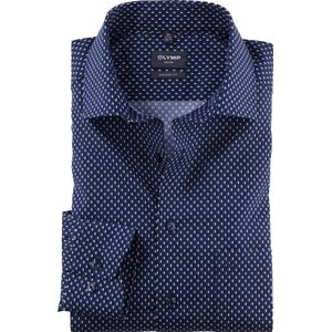OLYMP Luxor modern fit overhemd, structuur, koningsblauw dessin