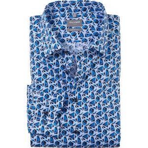 OLYMP - Luxor Overhemd - Bleu Dessin - Comfort Fit - Structuur