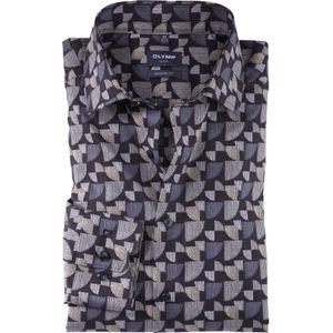 OLYMP Luxor modern fit overhemd, popeline, taupe dessin