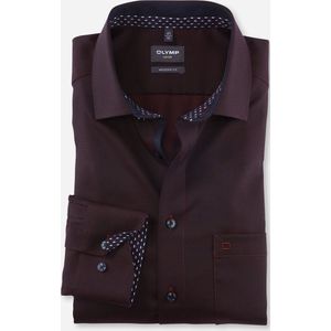 OLYMP - Rood Effen Overhemd - 100% Katoen - Kent Kraag - Lange Mouwen