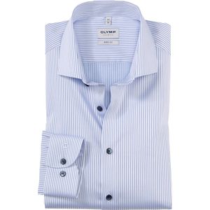 OLYMP Level 5 - Overhemd - Marineblauw Gestreept - Popeline - Strijkvriendelijk