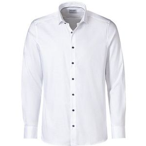 OLYMP - Wit Effen Overhemd - Katoen - Kent Kraag - Lange Mouwen