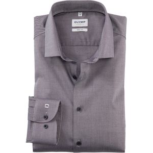 OLYMP - Heren Overhemd - Antraciet Grijs - Twill - Lange Mouwen