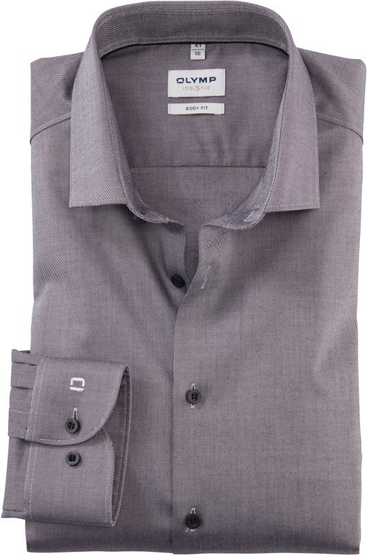 OLYMP - Heren Overhemd - Antraciet Grijs - Twill - Lange Mouwen