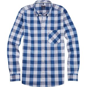 OLYMP - Casual - Overhemd - Blauw - Regular Fit, Tartan en Keperstof, Easy Iron