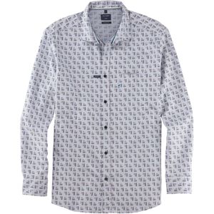 OLYMP - Casual - Flanellen Overhemd - Bleu Dessin - Regular Fit