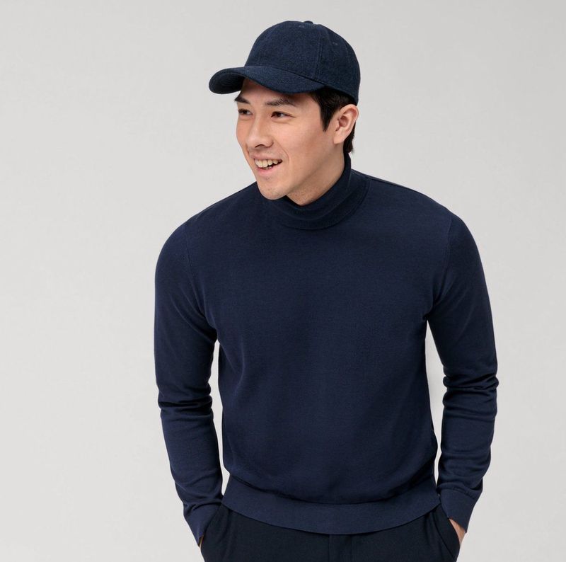 OLYMP - Casual Coltrui - Marine - Lange Mouw - 100% Katoen