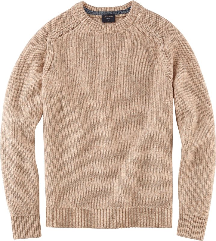 OLYMP - Casual - Pullover - Beige - Wol met Katoenmengsel