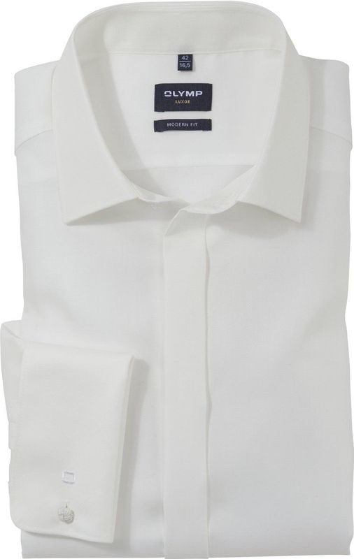 OLYMP Luxor modern fit overhemd twill lichtbeige Strijkvrij Boord