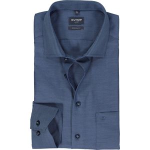 OLYMP - Modern Fit - Overhemd - Marine Blauw - Structuurweving