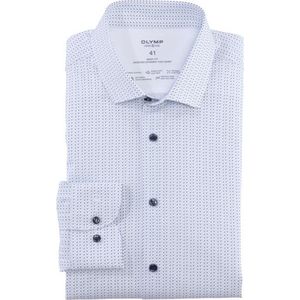 OLYMP - Overhemd - Wit - Blauw - Poplin - Body Fit