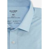 OLYMP - Blauw Effen Overhemd - Katoen - Kent Kraag - Lange Mouwen