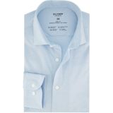 OLYMP - Blauw Effen Overhemd - Katoen - Kent Kraag - Lange Mouwen
