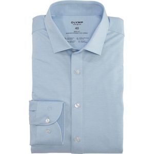 OLYMP - Blauw Effen Overhemd - Katoen - Kent Kraag - Lange Mouwen