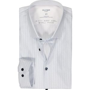 OLYMP - Heren Overhemd - Wit met Blauw - Poplin - Slim Fit