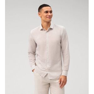 OLYMP Level Five Garment Washed Linnen Overhemd natuurlijk, Bedrukt