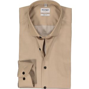 OLYMP Level 5 body fit overhemd, structuur, beige
