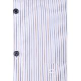 OLYMP modern fit overhemd, korte mouw, popeline, wit met beige en blauw gestreept