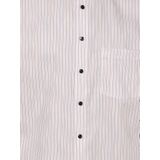 OLYMP modern fit overhemd, korte mouw, popeline, wit met beige en blauw gestreept