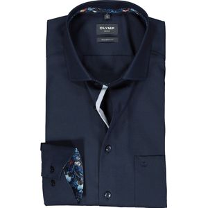 OLYMP - Modern Fit Overhemd - Donkerblauw - Popeline - Strijkvrij